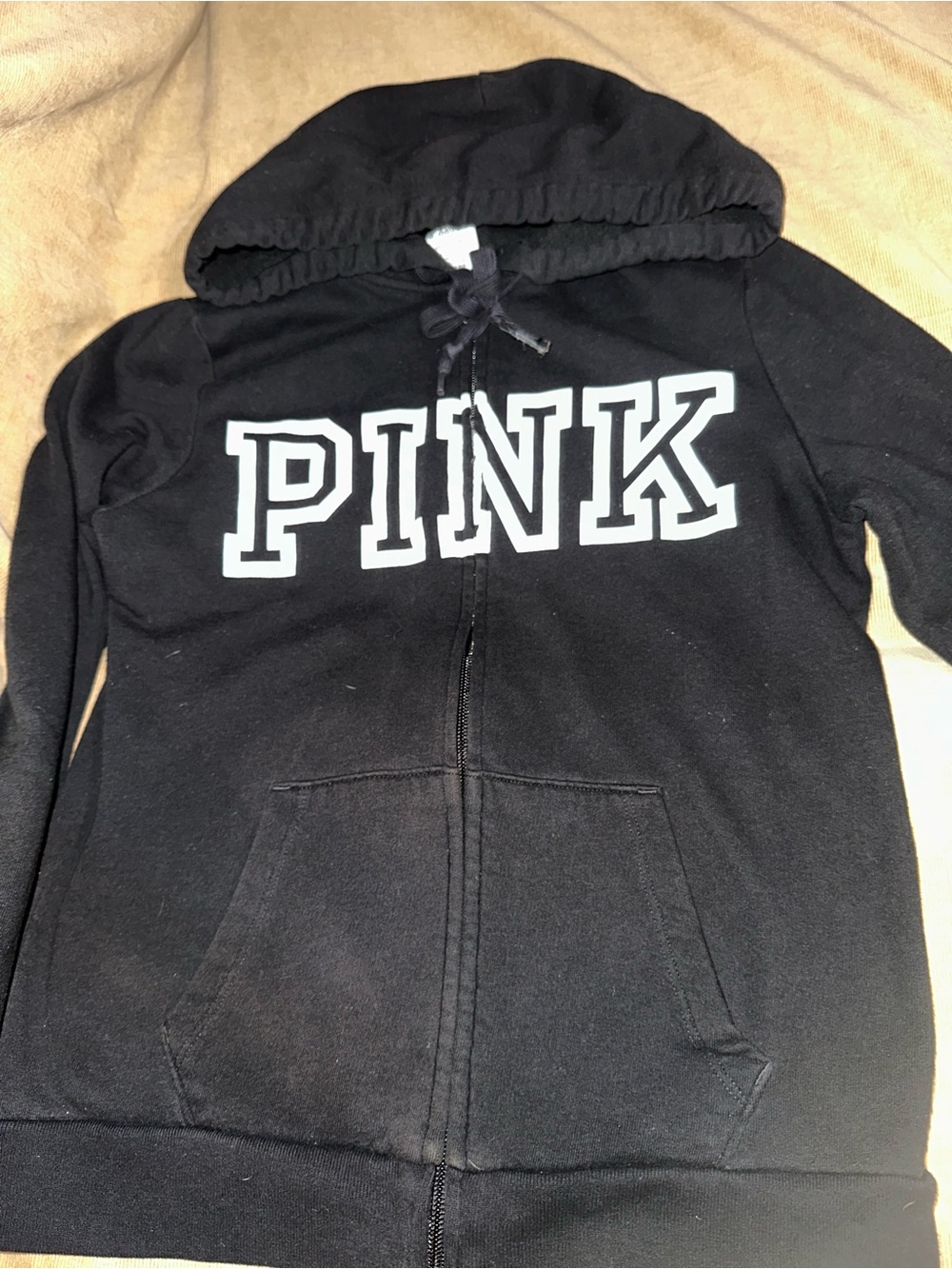 PINK Victoria's Secret Hoodie Women Small Black Sweatshirt